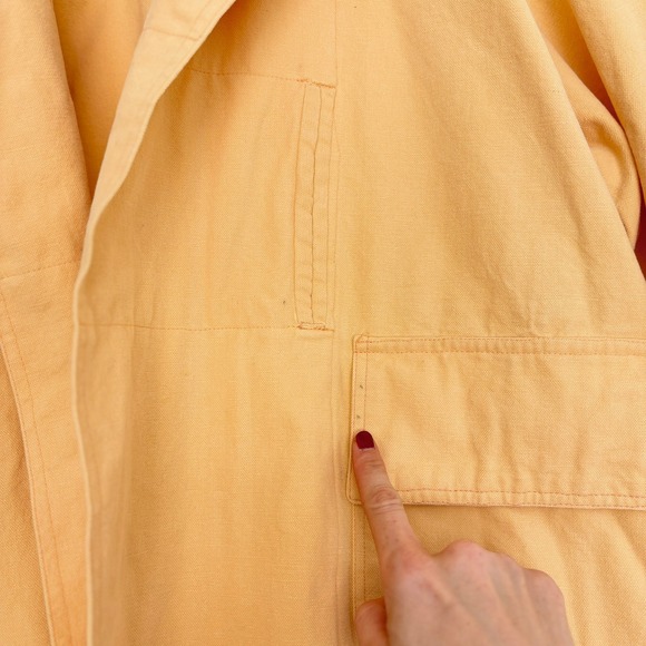 Handmade Painted Horse Art to Wear Yellow Trench coat parka Oversize 100% Cotton - Picture 3 of 9